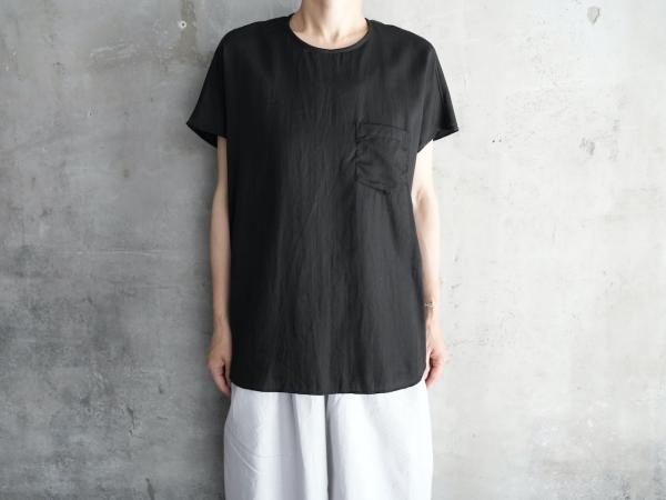ゴーシュ Light Cotton Satin French Sleeve Pocket T