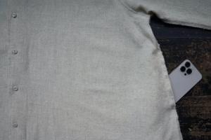 kaval  Soft Wool Cashmere Front Button Stole Shirt