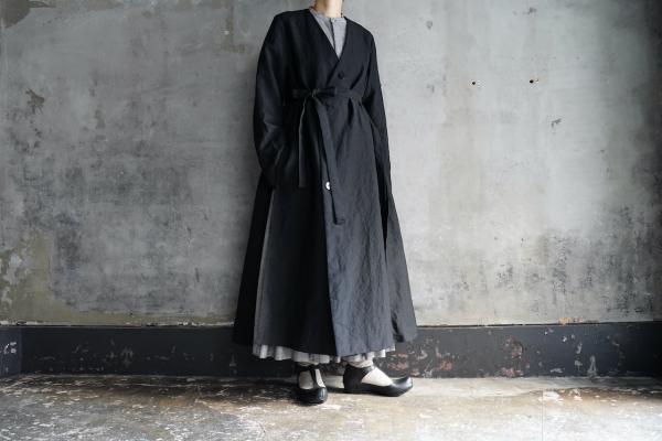 LENSE  Wool Linen Weather Cloth  Slit Coat Fake α