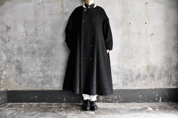 GASA* 「包み隠す」 Loop Yarn No Collar Double Coat