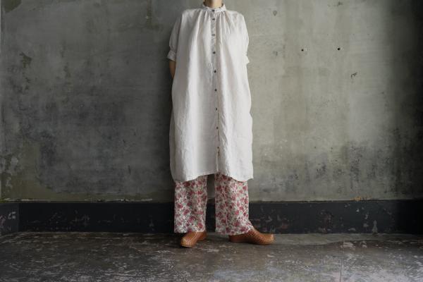 Honnete FOR 姉妹伴 Irish Linen H/S Gather Onepiece