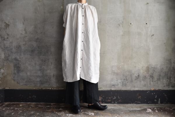 Honnete FOR 姉妹伴 Irish Linen H/S Gather Onepiece