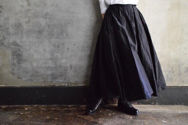 humoresque Silk Cotton Linen Random Tuck Skirt