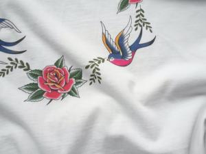 RhodolirioN  Swallow Printed French Sleeve T Shirt