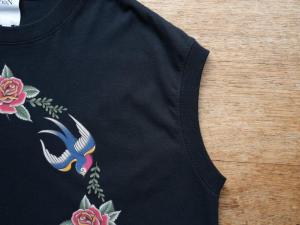 RhodolirioN  Swallow Printed French Sleeve T Shirt