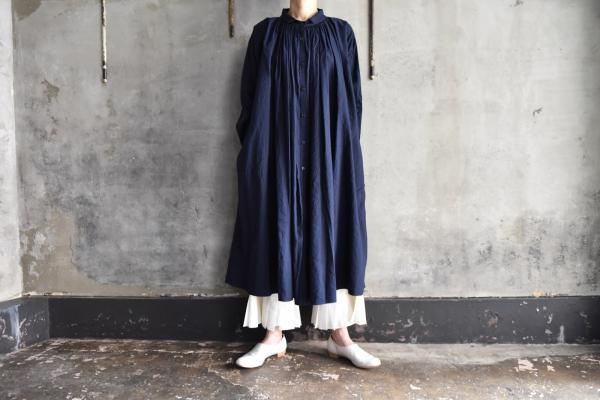 kaval Cotton Linen Twill Open Gather Onepiece