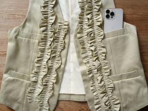 RhodolirioN  Frill Vest Mercerized Chino Cloth