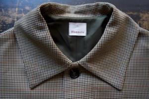 Honnete FOR poefu Wool Polyester Round Collar Coat