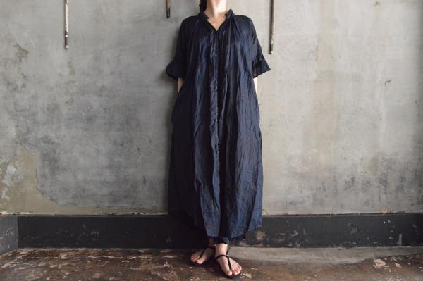 Tabrik Frill Sleeve Op Mud and Pure Indigo Dyed