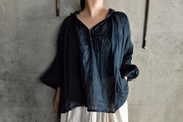 Tabrik Pullover Blouse Mud and Pure Indigo Dyed