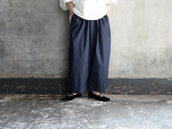 ゴーシュ  ポプリンダブルヘムワイドパンツ