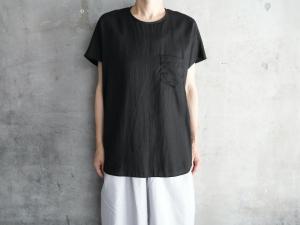 ゴーシュ  Light Cotton Satin French Sleeve Pocket T