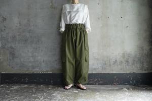 FIR MUM  Poly Cotton Twill Gather Military Pants