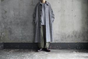 Honnete Round Collar Coat Big Houndstooth × Window