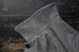 Honnete Round Collar Coat Big Houndstooth × Window