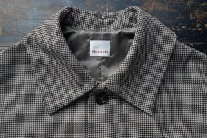 Honnete Round Collar Coat 3 color Houndstooth