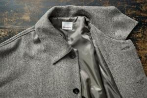 Honnete Round Collar Coat greige Herringbone