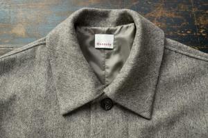 Honnete Round Collar Coat greige Herringbone