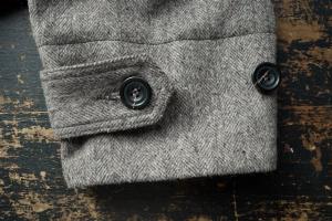 Honnete Round Collar Coat greige Herringbone