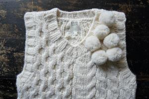 RhodolirioN Hand Knit Vest with Pompon