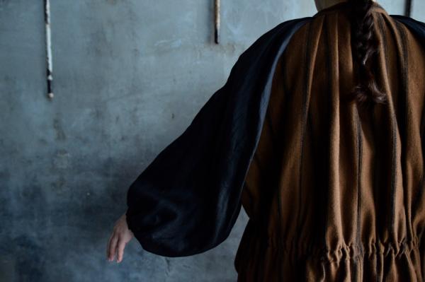 Wool Cotton Stripe Ramie Sleeve Jacket