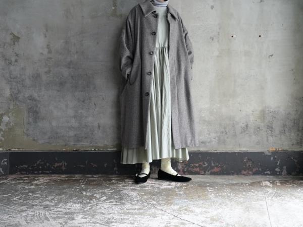 Honnete Round Collar Coat greige Herringbone