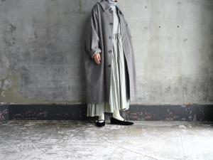 Honnete Round Collar Coat greige Herringbone