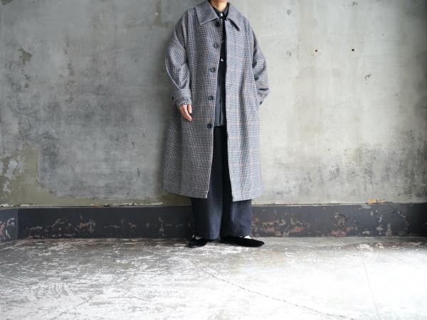 Honnete Round Collar Coat Big Houndstooth × Window