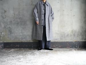 Honnete Round Collar Coat Big Houndstooth × Window