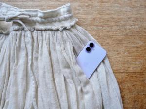 wright.  Wool Linen Gauze Reversible Gather Skirt